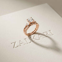 2.40 Ct Cushion Cut Moissanite Vintage Accent Bridal Ring Set for Women Rose Gold