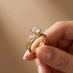 2.40 Ct Cushion Cut Moissanite Vintage Accent Bridal Ring Set for Women Gold