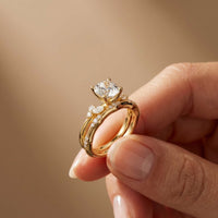 2.40 Ct Cushion Cut Moissanite Vintage Accent Bridal Ring Set for Women Gold