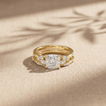 2.40 Ct Cushion Cut Moissanite Vintage Accent Bridal Ring Set for Women Gold