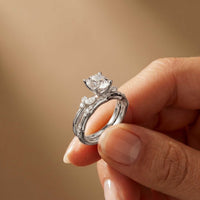 2.40 Ct Cushion Cut Moissanite Vintage Accent Bridal Ring Set for Women White
