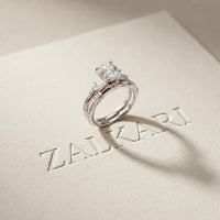 2.40 Ct Cushion Cut Moissanite Vintage Accent Bridal Ring Set for Women White