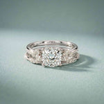 2.40 Ct Cushion Cut Moissanite Vintage Accent Bridal Ring Set for Women White