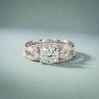 2.40 Ct Cushion Cut Moissanite Vintage Accent Bridal Ring Set for Women White
