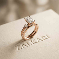 2.40 Ct Emerald Cut Moissanite Vintage Accent Bridal Ring Set for Women Rose Gold