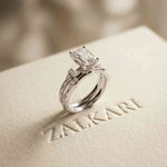 2.40 Ct Emerald Cut Moissanite Vintage Accent Bridal Ring Set for Women White