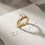 2.40 Ct Oval Cut Moissanite Heirloom Accent Ring Set for Women