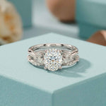 2.40 Ct Oval Cut Moissanite Heirloom Accent Ring Set for Women