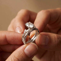 2.40 Ct Oval Cut Moissanite Heirloom Accent Ring Set for Women