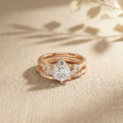 2.40 Ct Pear Cut Moissanite Classic Heritage Ring Set for Women