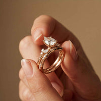 2.40 Ct Pear Cut Moissanite Classic Heritage Ring Set for Women