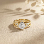 2.40 Ct Pear Cut Moissanite Classic Heritage Ring Set for Women