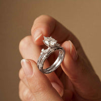 2.40 Ct Pear Cut Moissanite Classic Heritage Ring Set for Women