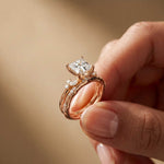 2.40 Ct Princess Cut Moissanite Milgrain Detail Ring Set for Women