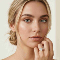 2.40 Ct Princess Cut Moissanite Milgrain Detail Ring Set for Women