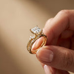 2.40 Ct Princess Cut Moissanite Milgrain Detail Ring Set for Women