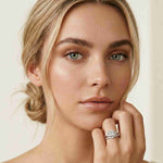 2.40 Ct Princess Cut Moissanite Milgrain Detail Ring Set for Women