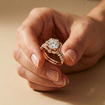 3.55 Ct Round Cut Moissanite Floral Halo Ring Set for Women