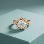 3.55 Ct Round Cut Moissanite Floral Halo Ring Set for Women