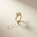 3.55 Ct Round Cut Moissanite Floral Halo Ring Set for Women