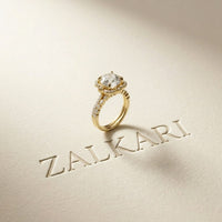 3.55 Ct Round Cut Moissanite Floral Halo Ring Set for Women