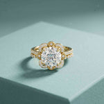 3.55 Ct Round Cut Moissanite Floral Halo Ring Set for Women