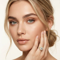 3.55 Ct Round Cut Moissanite Floral Halo Ring Set for Women