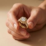 3.55 Ct Round Cut Moissanite Floral Halo Ring Set for Women