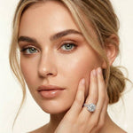3.55 Ct Round Cut Moissanite Floral Halo Ring Set for Women