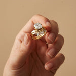 2.85 Ct Asscher Cut Moissanite Crown Accent Ring Set for Women