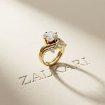 2.85 Ct Asscher Cut Moissanite Crown Accent Ring Set for Women