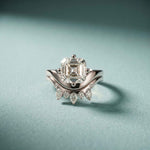 2.85 Ct Asscher Cut Moissanite Crown Accent Ring Set for Women