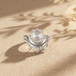 2.85 Ct Asscher Cut Moissanite Crown Accent Ring Set for Women