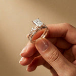 2.40 Ct Radiant Cut Moissanite Marquise Accent Ring Set for Women