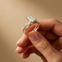 2.40 Ct Radiant Cut Moissanite Marquise Accent Ring Set for Women