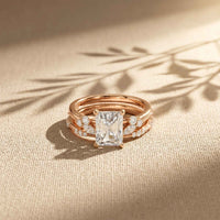 2.40 Ct Radiant Cut Moissanite Marquise Accent Ring Set for Women