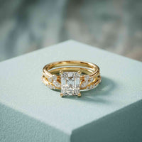 2.40 Ct Radiant Cut Moissanite Marquise Accent Ring Set for Women
