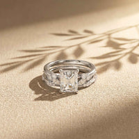 2.40 Ct Radiant Cut Moissanite Marquise Accent Ring Set for Women