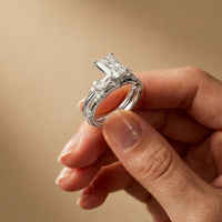 2.40 Ct Radiant Cut Moissanite Marquise Accent Ring Set for Women