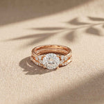 2.40 Ct Round Cut Moissanite Milgrain Accent Ring Set for Women