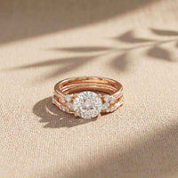 2.40 Ct Round Cut Moissanite Milgrain Accent Ring Set for Women