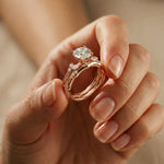 2.40 Ct Round Cut Moissanite Milgrain Accent Ring Set for Women