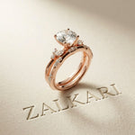 2.40 Ct Round Cut Moissanite Milgrain Accent Ring Set for Women