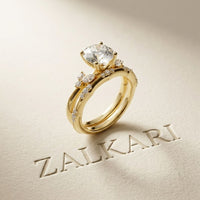 2.40 Ct Round Cut Moissanite Milgrain Accent Ring Set for Women