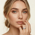 2.40 Ct Round Cut Moissanite Milgrain Accent Ring Set for Women