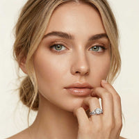 2.40 Ct Round Cut Moissanite Milgrain Accent Ring Set for Women