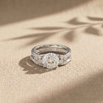 2.40 Ct Round Cut Moissanite Milgrain Accent Ring Set for Women