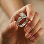 2.40 Ct Round Cut Moissanite Milgrain Accent Ring Set for Women