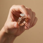 2.40 Ct Asscher Cut Moissanite Stacked Elegance Ring Set for Women