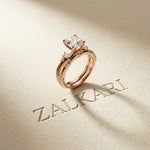 2.40 Ct Asscher Cut Moissanite Stacked Elegance Ring Set for Women